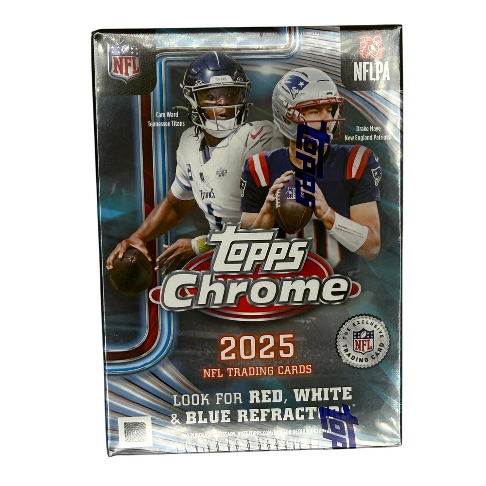 2025 Topps Chrome NFL Football Trading Cards Value Box Factory Sealed
